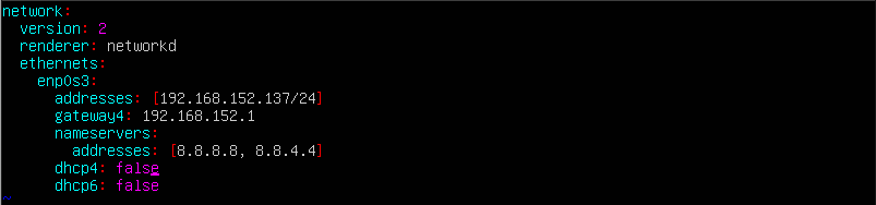 Static IP netplan configuration